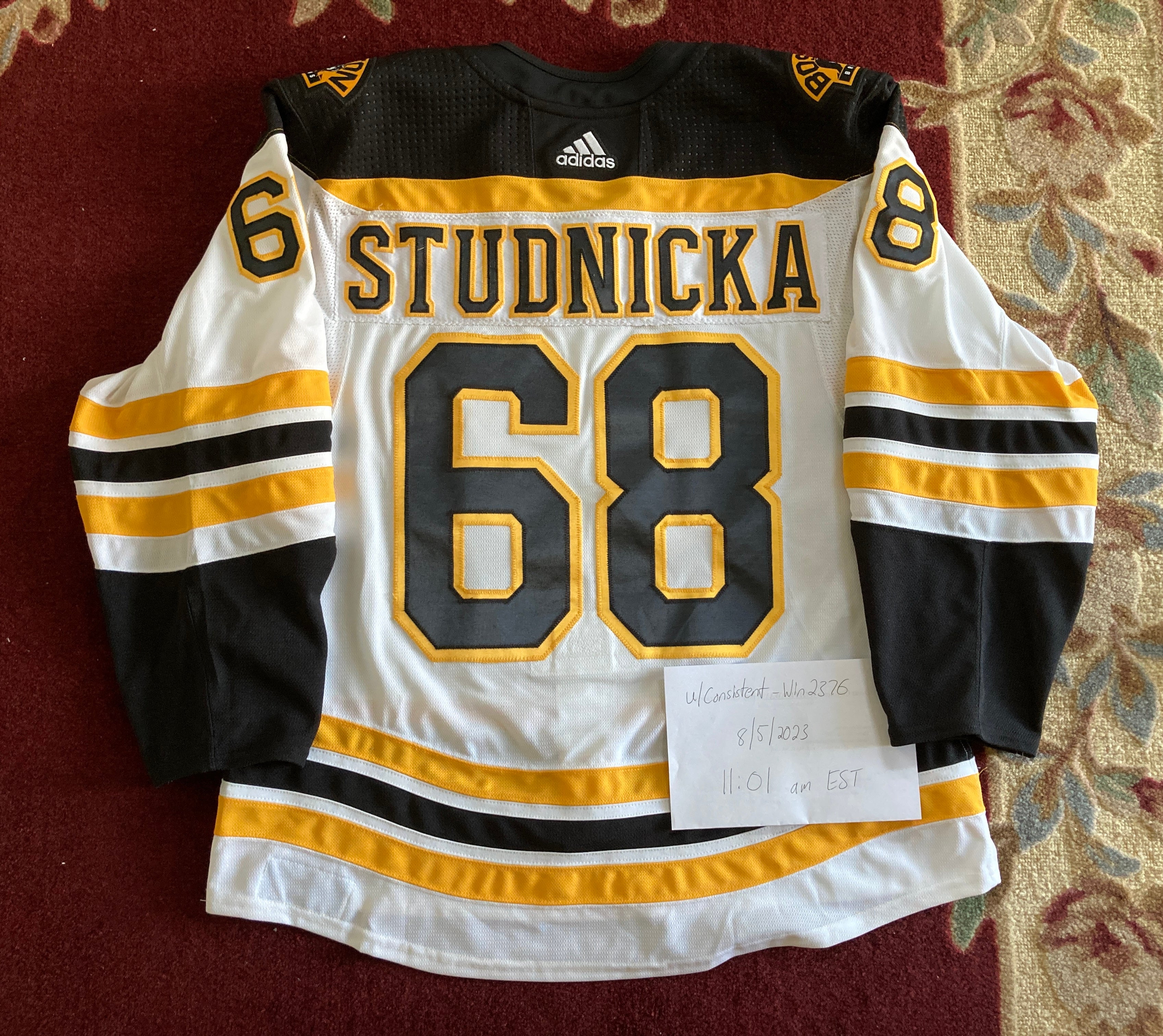 Boston Bruins - white Away Jersey, Adidas-MiC - Jack Studnicka #68 |  SidelineSwap