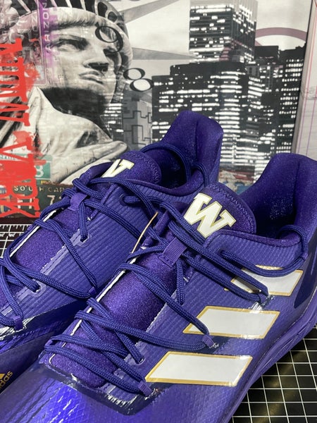 Purple adidas hot sale baseball cleats