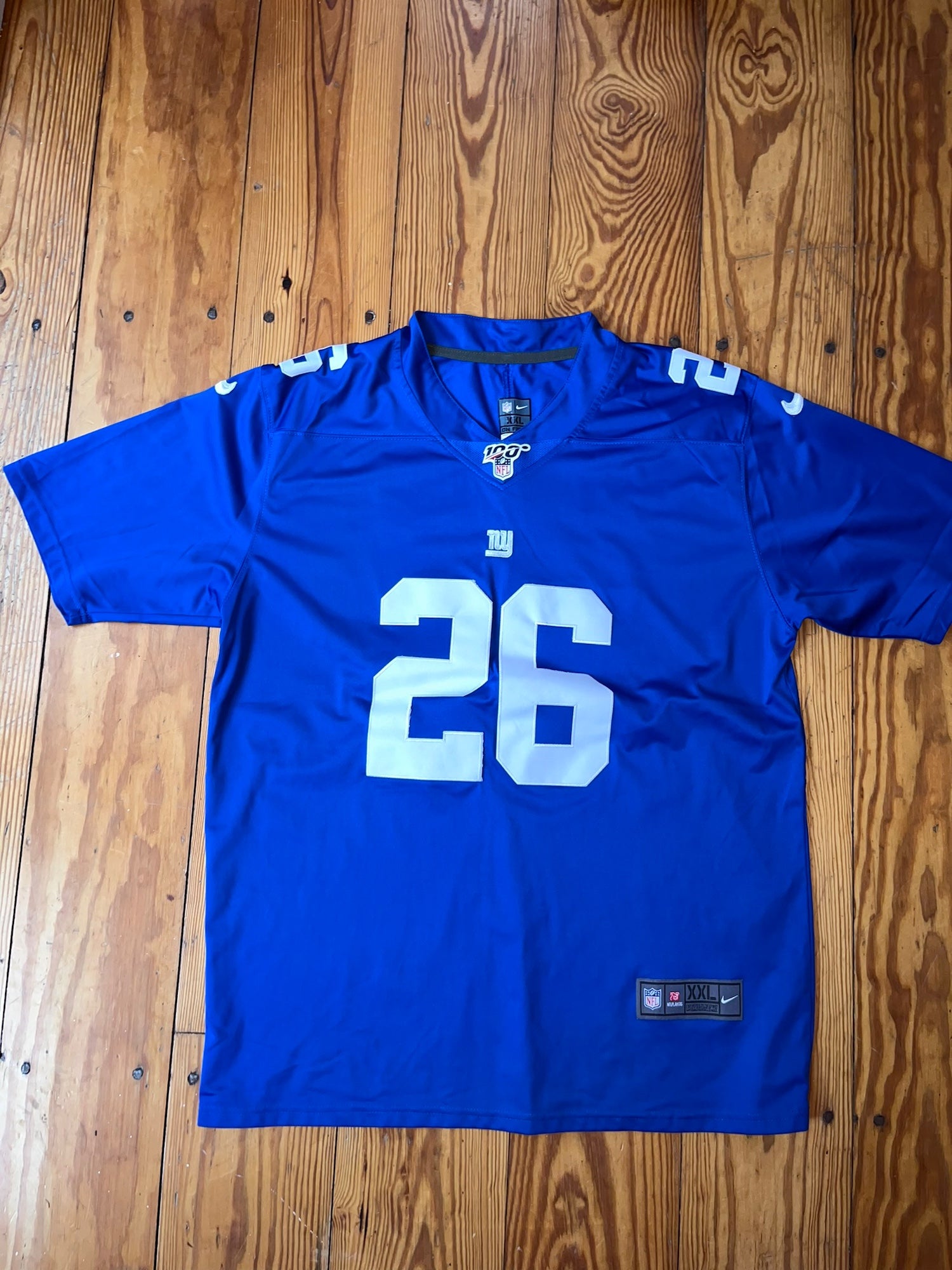 New York Giants Nike Atmosphere Jersey - Saquon Barkley 26 - Grey - Mens