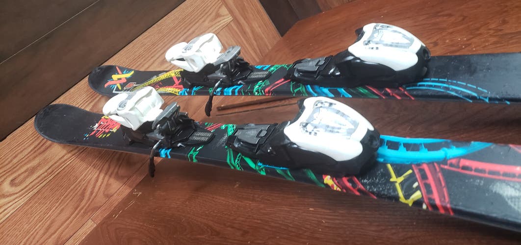 128cm JUNIOR SKIS VOLKL LEDGE TWIN TIPS with Jr. Marker 4.5 EZ Adjust Bindings *USED* CLEAN