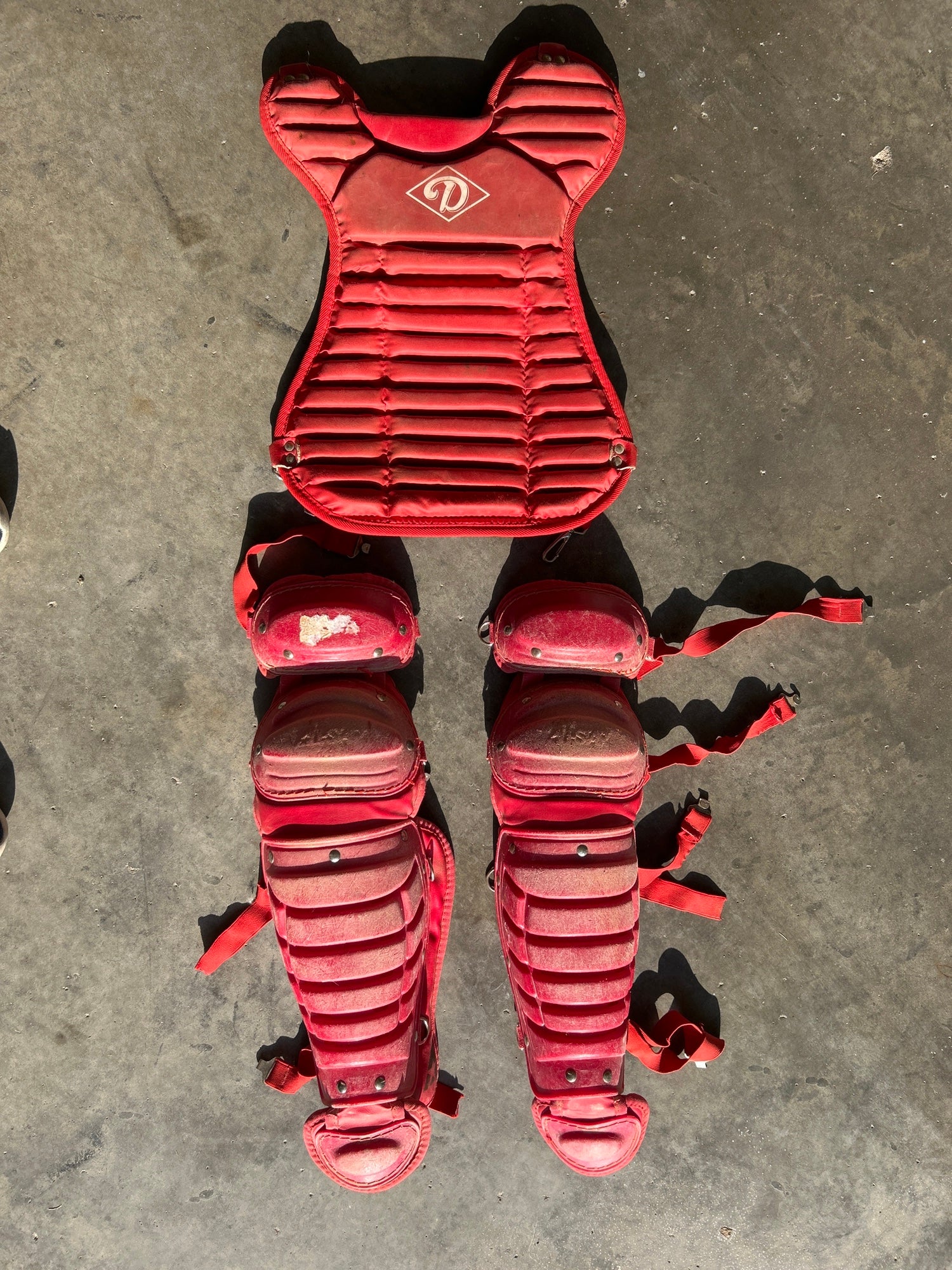 Diamond softball chest protector mad leg guards. SidelineSwap