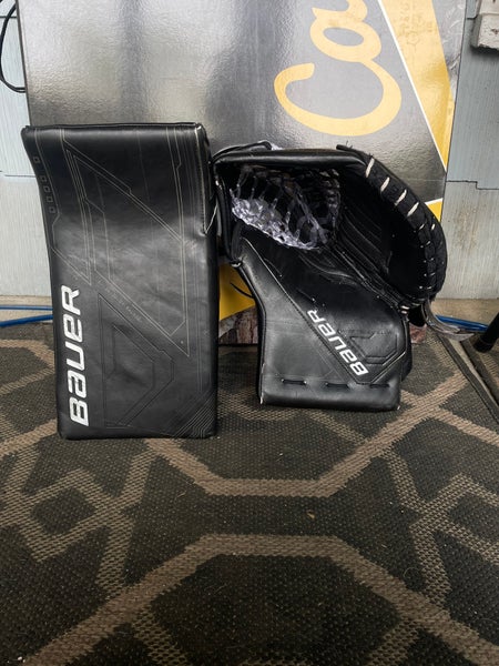 All Black Bauer Mach Senior Glove And Blocked Set