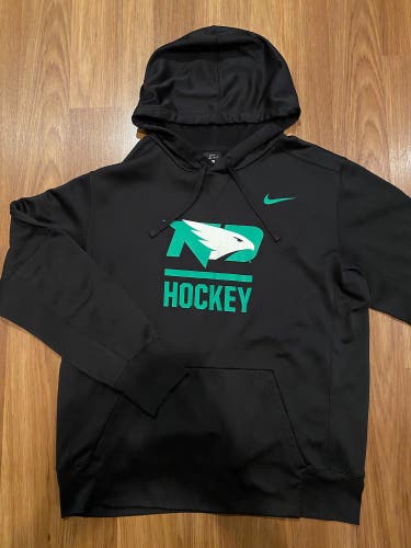New North Dakota Fighting Hawks Hockey Team Issued Nike Dri-Fit Hoodie Men’s Large