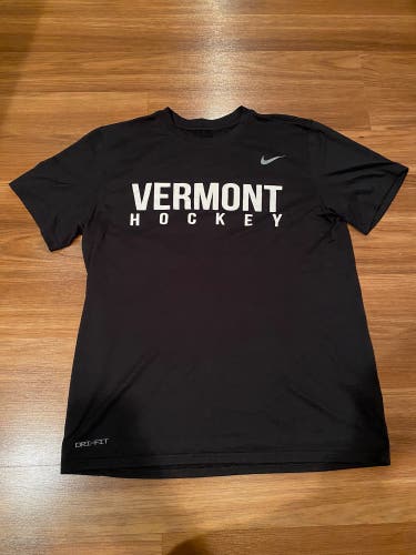 New Vermont Hockey Team Issued Nike Dri-Fit Training Shirt Men’s Large Black