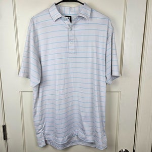 FootJoy Golf Polo Athletic Fit Blue White Stripe Golf Shirt Mens Size: M