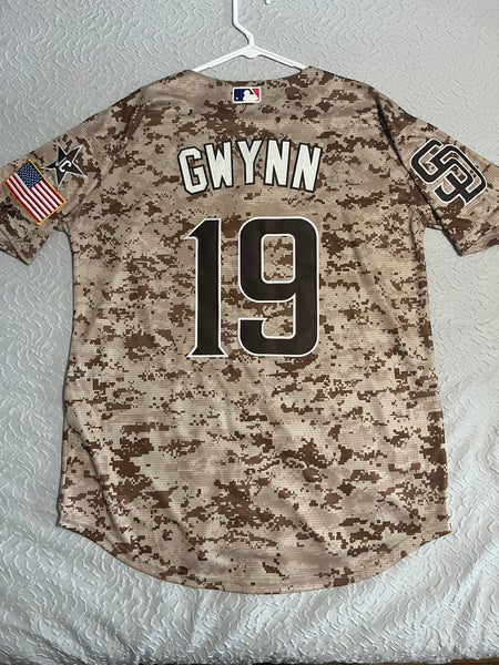 Men's Mitchell and Ness San Diego Padres #19 Tony Gwynn Authentic  White/Blue Strip Throwback MLB
