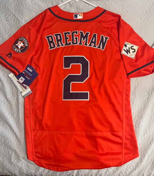 Houston Astros #2 Alex Bregman Orange New 2017 World Series Champions  Stitched MLB Jersey 44