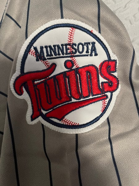 MINNESOTA TWINS KIRBY PUCKETT #34 THROWBACK JERSEY GREY/RED NWT