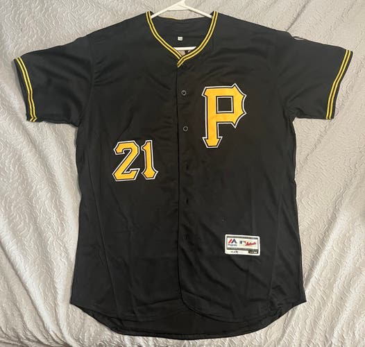 Pittsburgh Pirates #21 Roberto Clemente Retired Black Stitched MLB Majestic Jersey 44