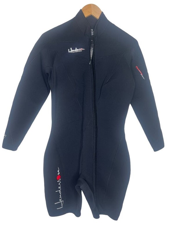 NEW Henderson Dive Womens Shorty Wetsuit Size 14 Front-Zip 3mm Black Thermoprene