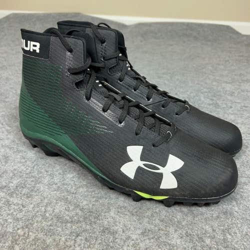 Under Armour Mens Football Cleat 16 Black Green Shoe Lacrosse Spine Hammer E9