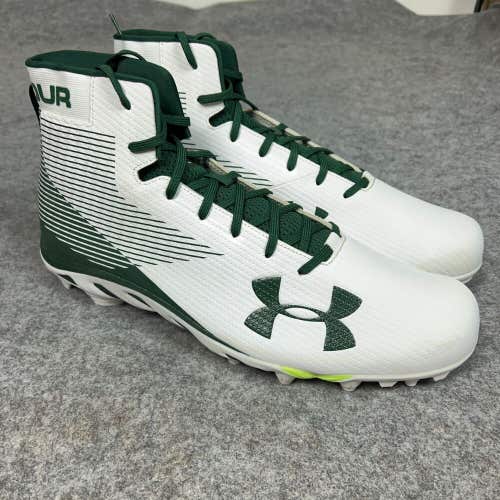 Under Armour Mens Football Cleat 17 White Green Shoe Lacrosse Spine Hammer Pair