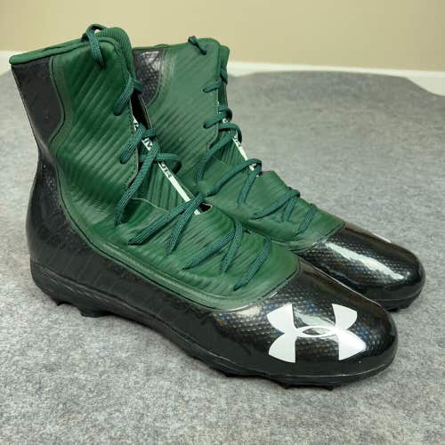 Under Armour Mens Football Cleat 15 Black Green Shoe Lacrosse Highlight High E3