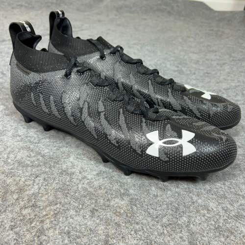 Under Armour Mens Football Cleat 16 Black White Shoe Lacrosse Spotlight Lux MC E