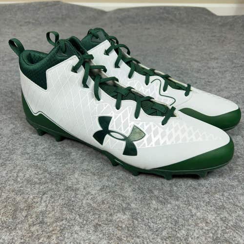 Under Armour Mens Football Cleat 16 White Green Shoe Lacrosse Nitro Select Low
