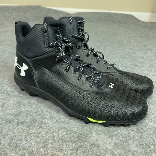 Under Armour Mens Football Cleat 16 Black White Shoe Lacrosse Spine Hammer G2