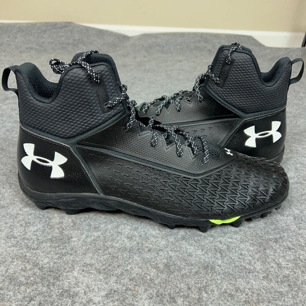 Under Armour Mens Football Cleat 18 Black White Shoe Lacrosse Spine Hammer K1