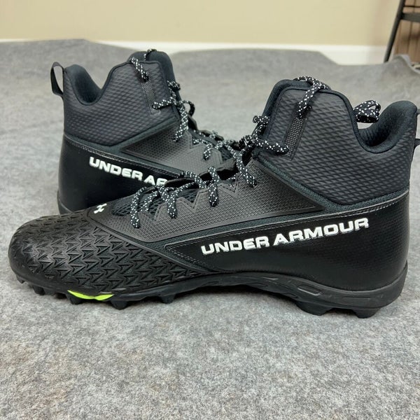 Under Armour Mens Football Cleat 18 Black White Shoe Lacrosse Spine Hammer K1