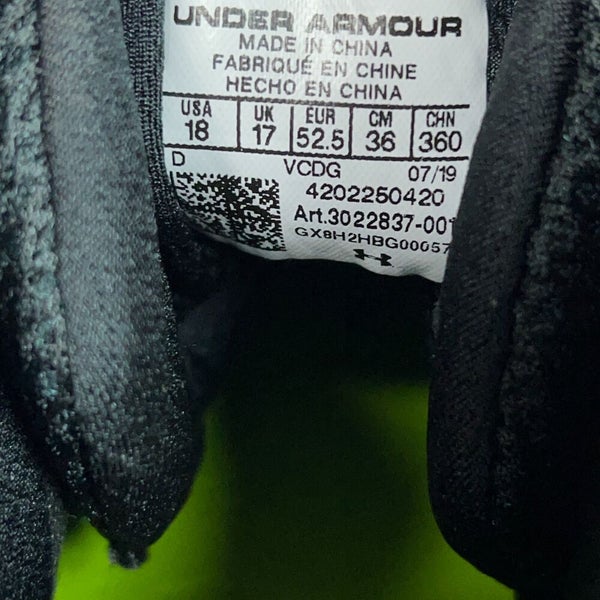 Under Armour Mens Football Cleat 18 Black White Shoe Lacrosse Spine Hammer K1