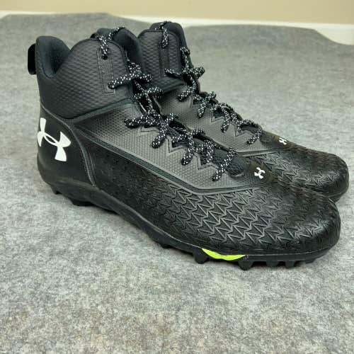 Under Armour Mens Football Cleat 16 Black White Shoe Lacrosse Spine Hammer G3
