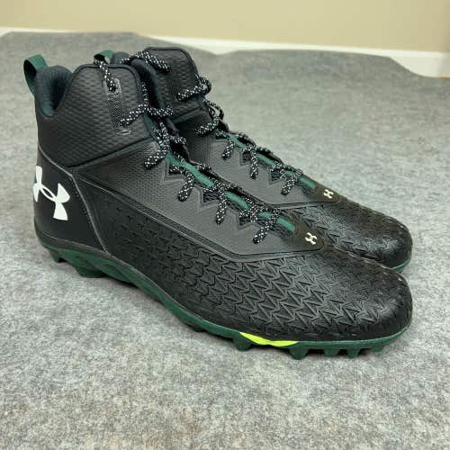 Under Armour Mens Football Cleat 17 Black Green Shoe Lacrosse Spine Hammer H1
