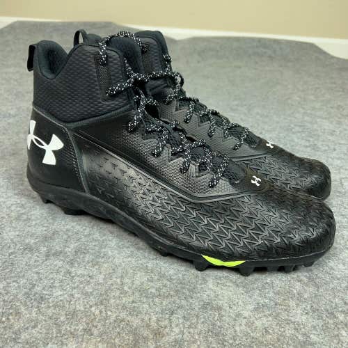 Under Armour Mens Football Cleat 16 Black White Shoe Lacrosse Spine Hammer G1