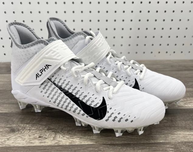 Size 12 Men’s Nike Alpha Menace Pro 2 Mid White Black Football Cleats