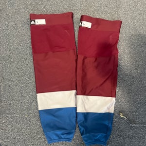 Game Used Colorado Avalanche Adidas Pro Home Socks Team Set Large or XL (18 Pairs)
