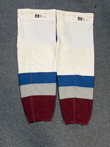 Game Used Colorado Avalanche Adidas Pro Away (White) Socks Team Set Large or XL (18 Pairs)