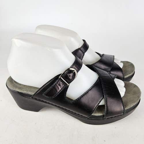 Dansko Sela Black Leather Adjustable Sandals Shoes 9802020200 Womens 40 US 9