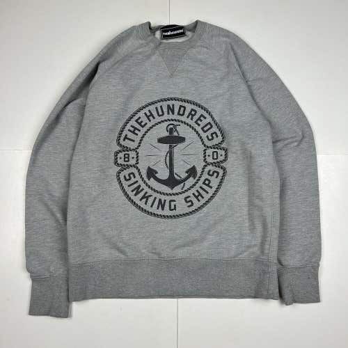 The Hundreds Sinking Ships Crewneck Sweatshirt Graphic Gray Sz Medium
