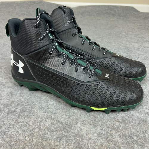 Under Armour Mens Football Cleat 16 Black Green Shoe Lacrosse Spine Hammer N2