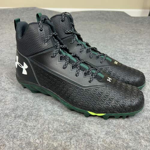Under Armour Mens Football Cleat 16 Black Green Shoe Lacrosse Spine Hammer N1