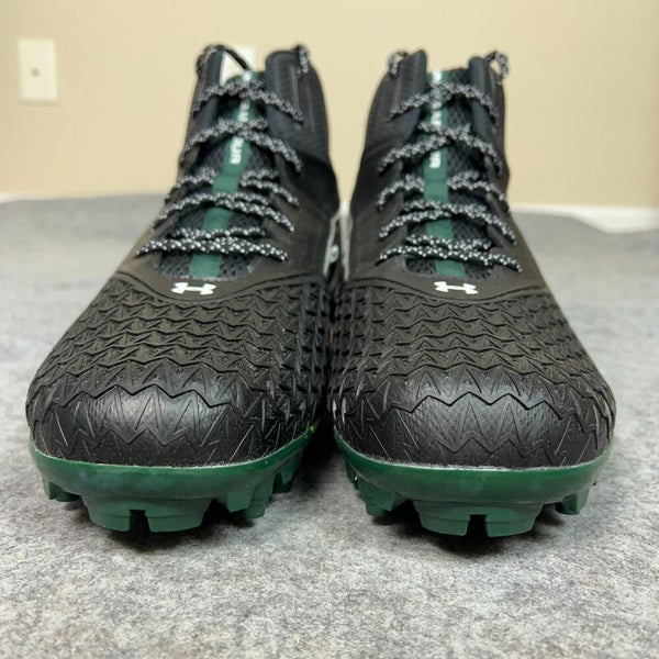 Under Armour Mens Football Cleat 16 Black Green Shoe Lacrosse Spine Hammer N2