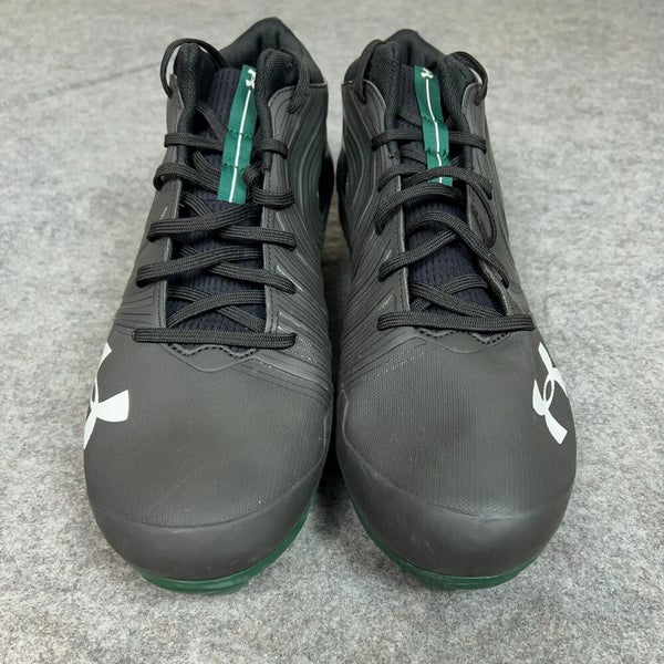 Under Armour Mens Football Cleat 16 Black Green Shoe Lacrosse Nitro Mid MC P7