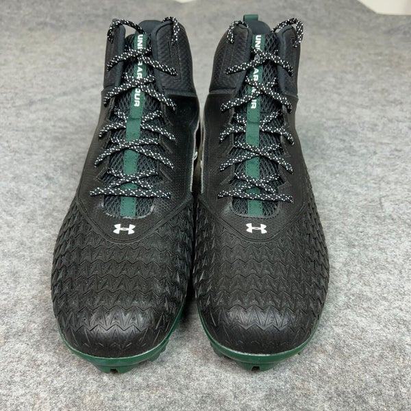 Under Armour Mens Football Cleat 16 Black Green Shoe Lacrosse Spine Hammer N2