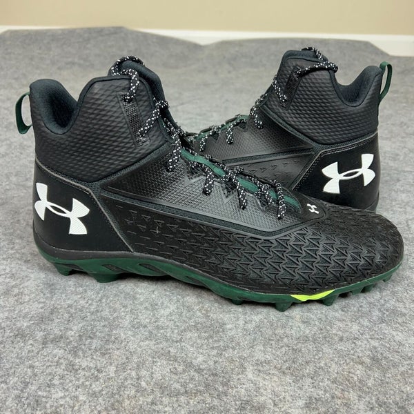Under Armour Mens Football Cleat 16 Black Green Shoe Lacrosse Spine Hammer N2