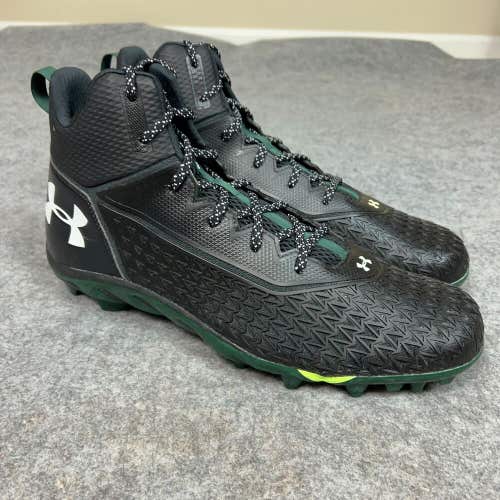 Under Armour Mens Football Cleat 16 Black Green Shoe Lacrosse Spine Hammer N3