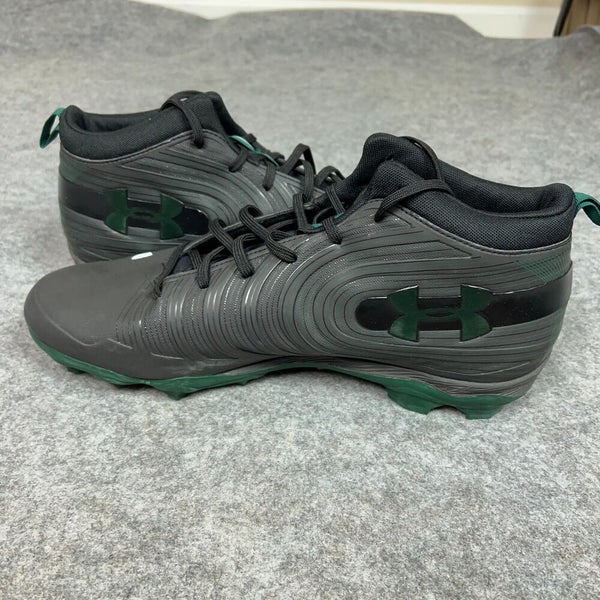 Under Armour Mens Football Cleat 16 Black Green Shoe Lacrosse Nitro Mid MC P7