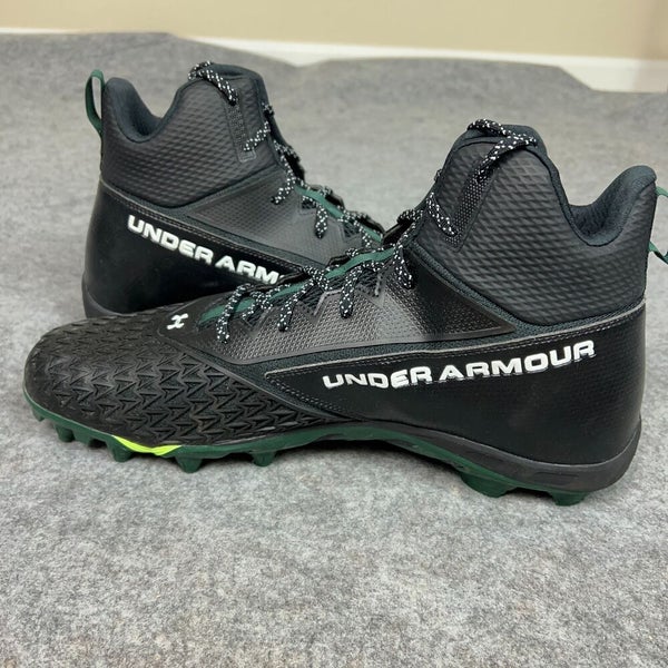 Under Armour Mens Football Cleat 16 Black Green Shoe Lacrosse Spine Hammer N2