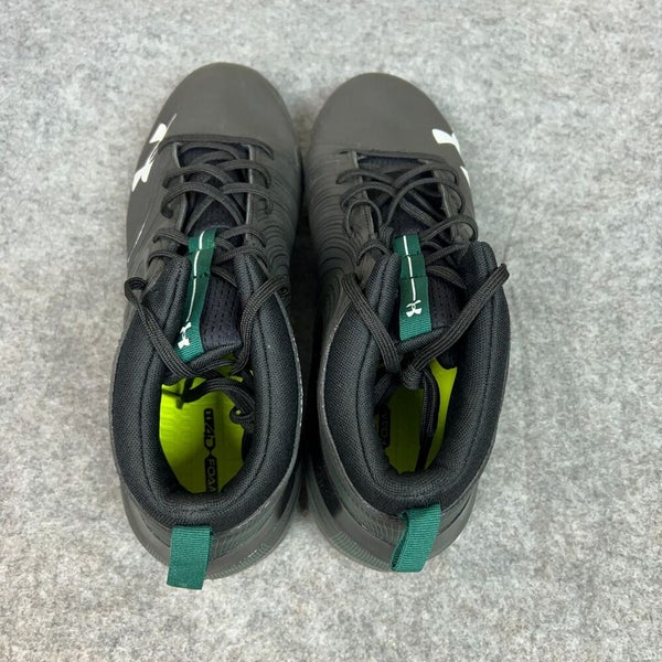 Under Armour Mens Football Cleat 16 Black Green Shoe Lacrosse Nitro Mid MC P7