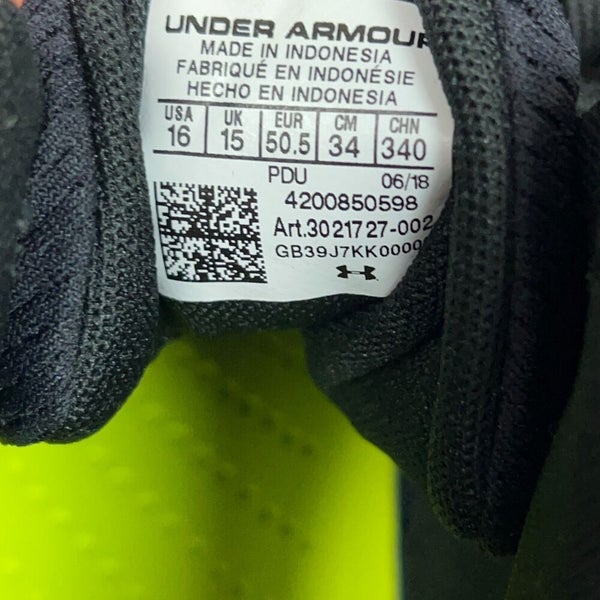 Under Armour Mens Football Cleat 16 Black Green Shoe Lacrosse Nitro Mid MC P7