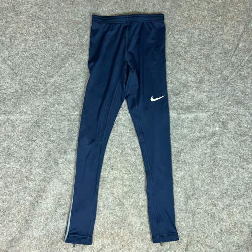 Nike Womens Pants Extra Small Navy White Swoosh Stretch Ankle Zip Gym Sports