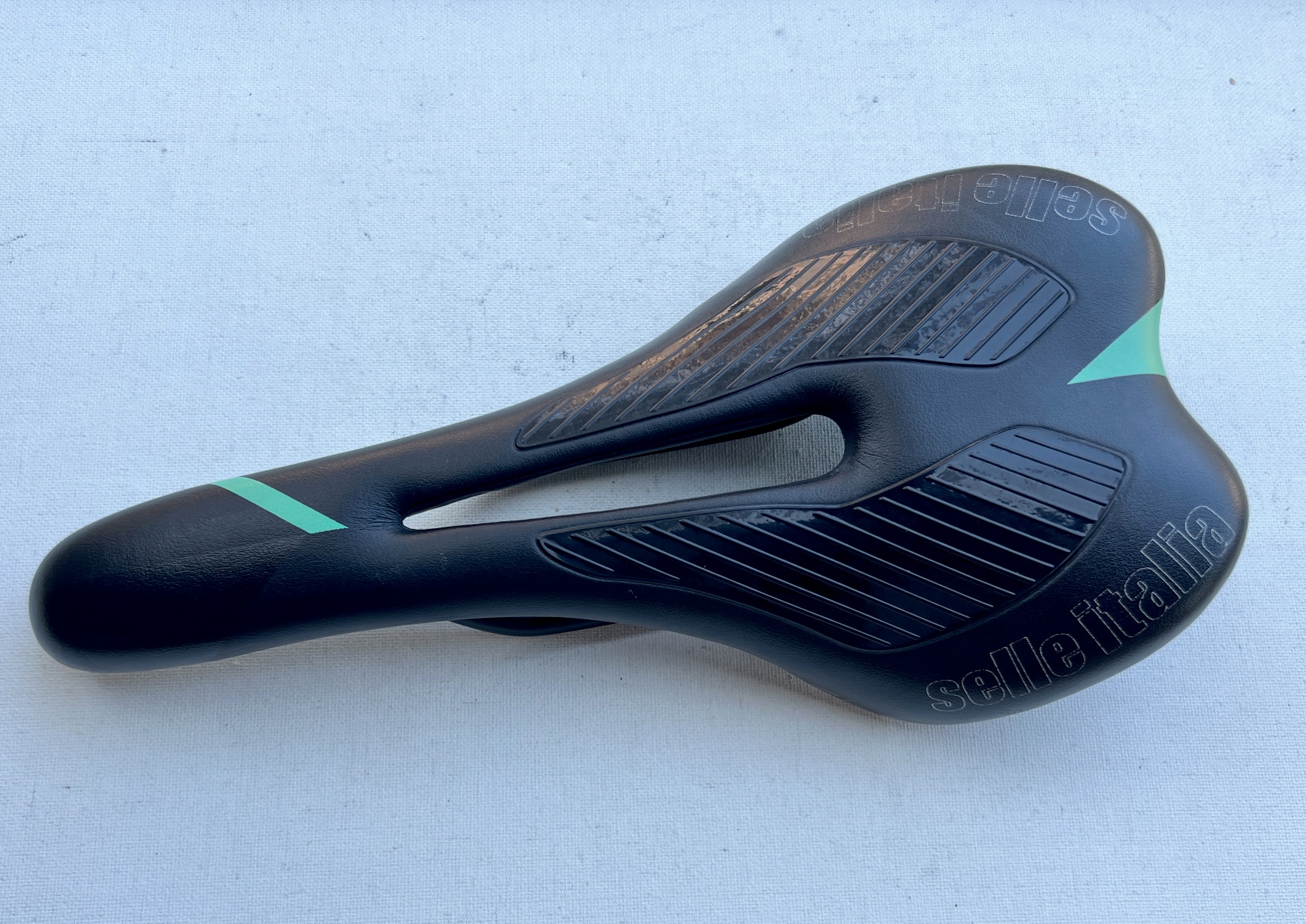 Selle Italia Carbon Road Bicycle Saddle Black with Bianchi Celeste Accents