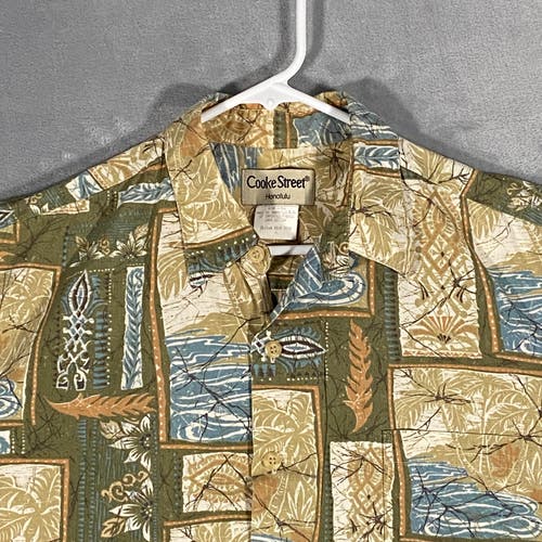 Cooke Street Hawaiian Shirt Mens Large Multicolor Geometric 100% Cotton Camp