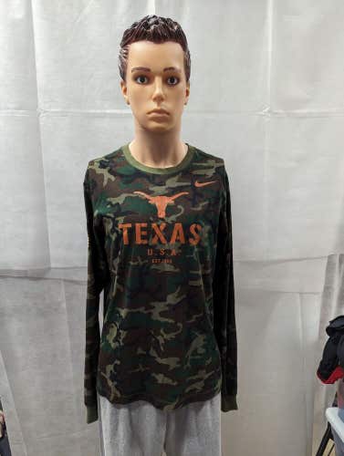 Team Issued Texas Longhorns Nike Camo Long Sleeve Shirt M NCAA