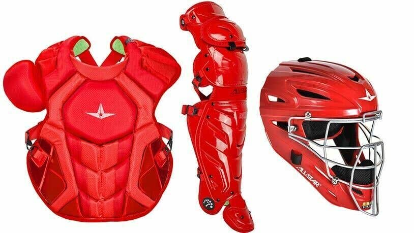 All Star System 7 Axis Adult 16+ Catchers Gear Set NOCSAE CKCCPRO1XS - Solid Red