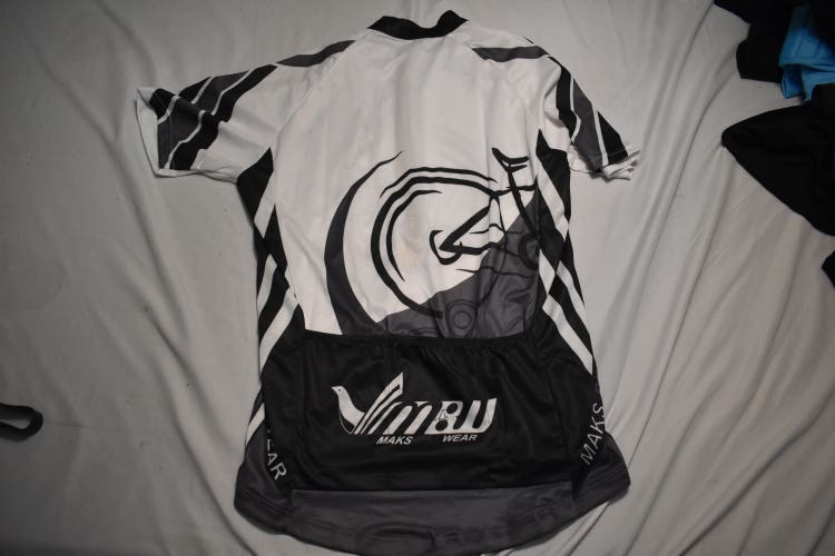 NEW - Maks Bike Wear Cycling Jersey, White/Black, Large