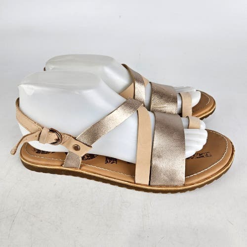 Sorel Ella Criss Cross Leather Sandals Womens Bronze Tan Metallic Leather Size 9