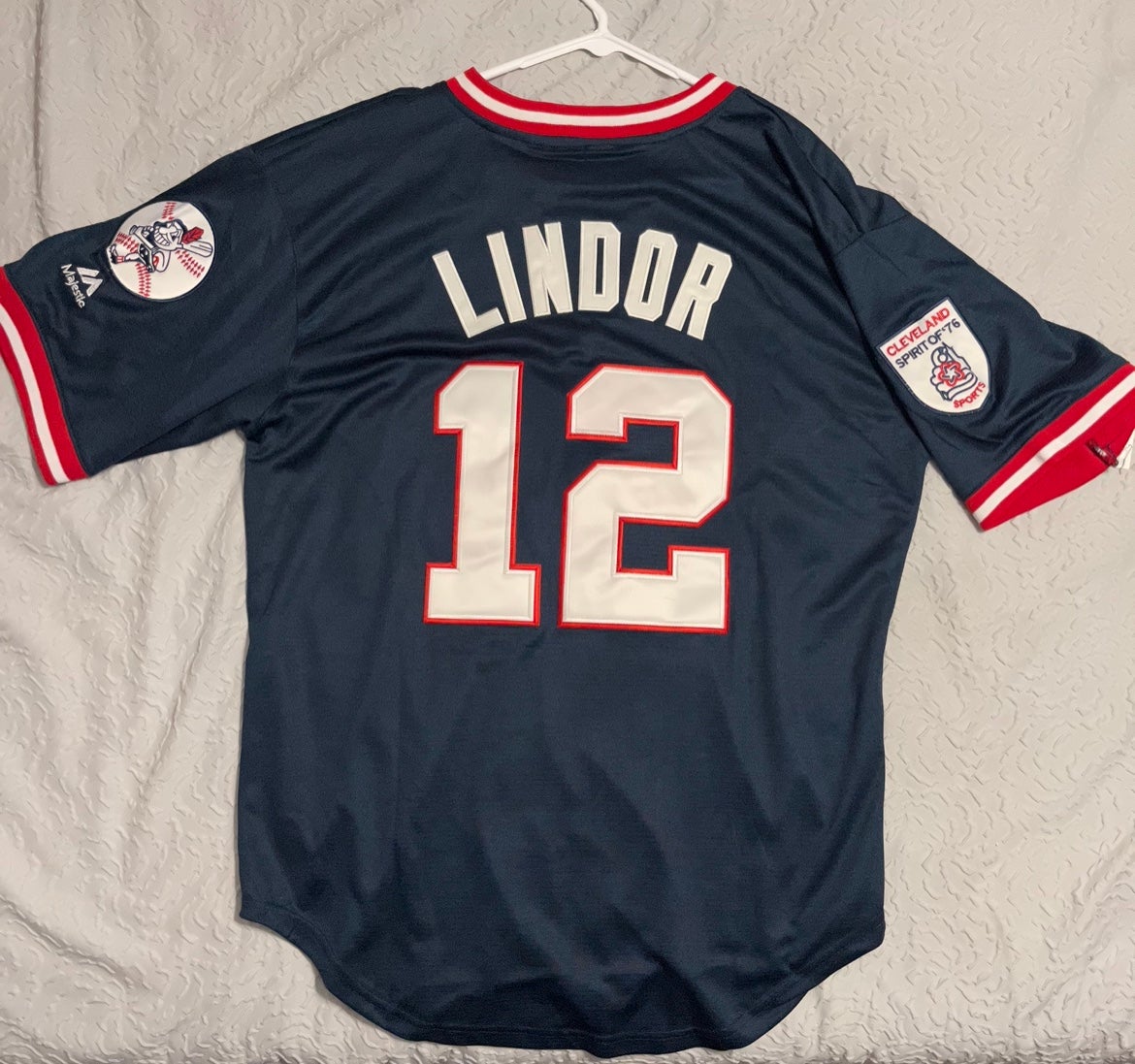 Franciso Lindor Cleveland Indians Majestic MLB Baseball Jersey Retro 76  Mens L